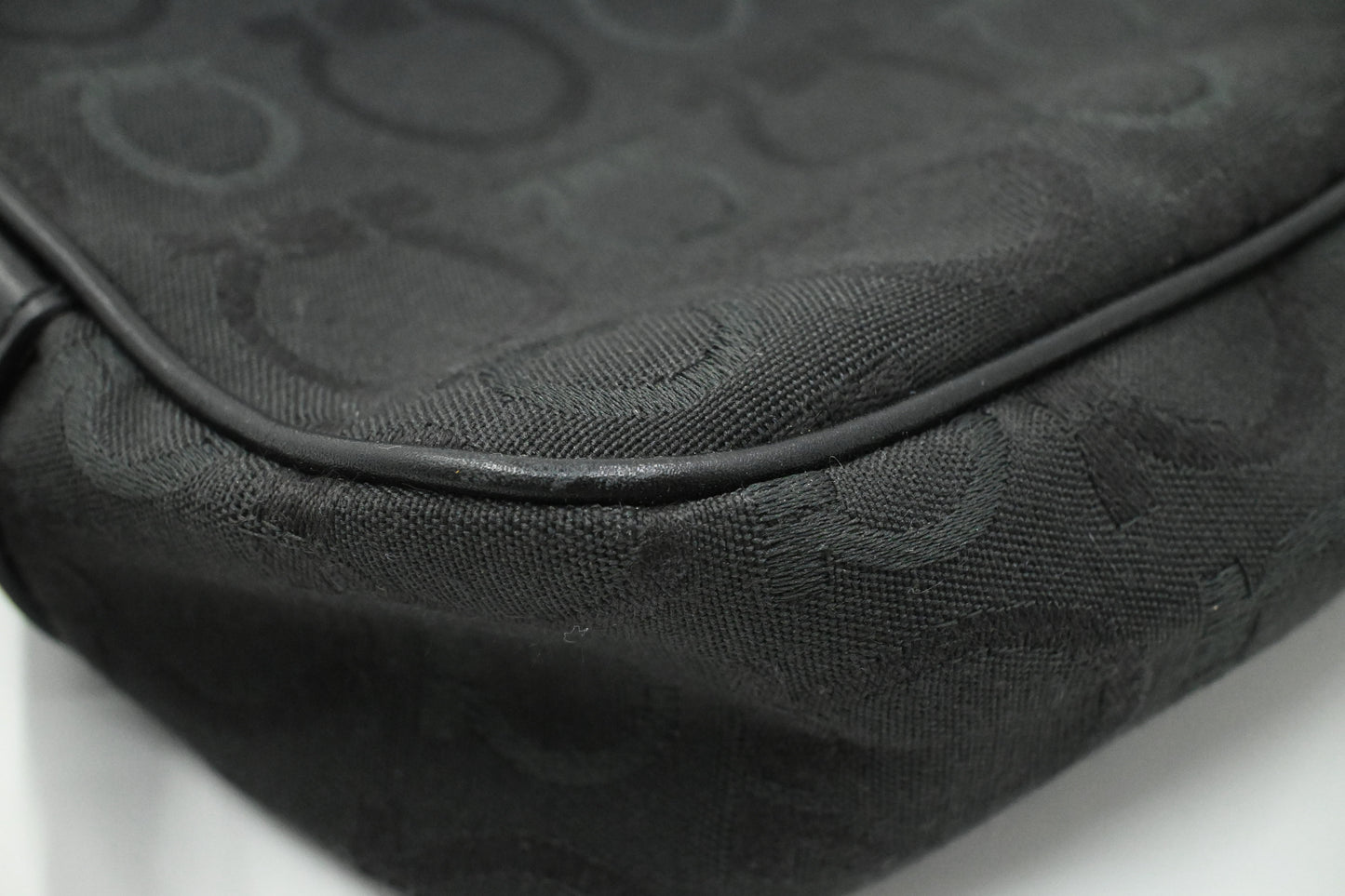 Ferragamo Shoulder Bag in Black Gancini Canvas