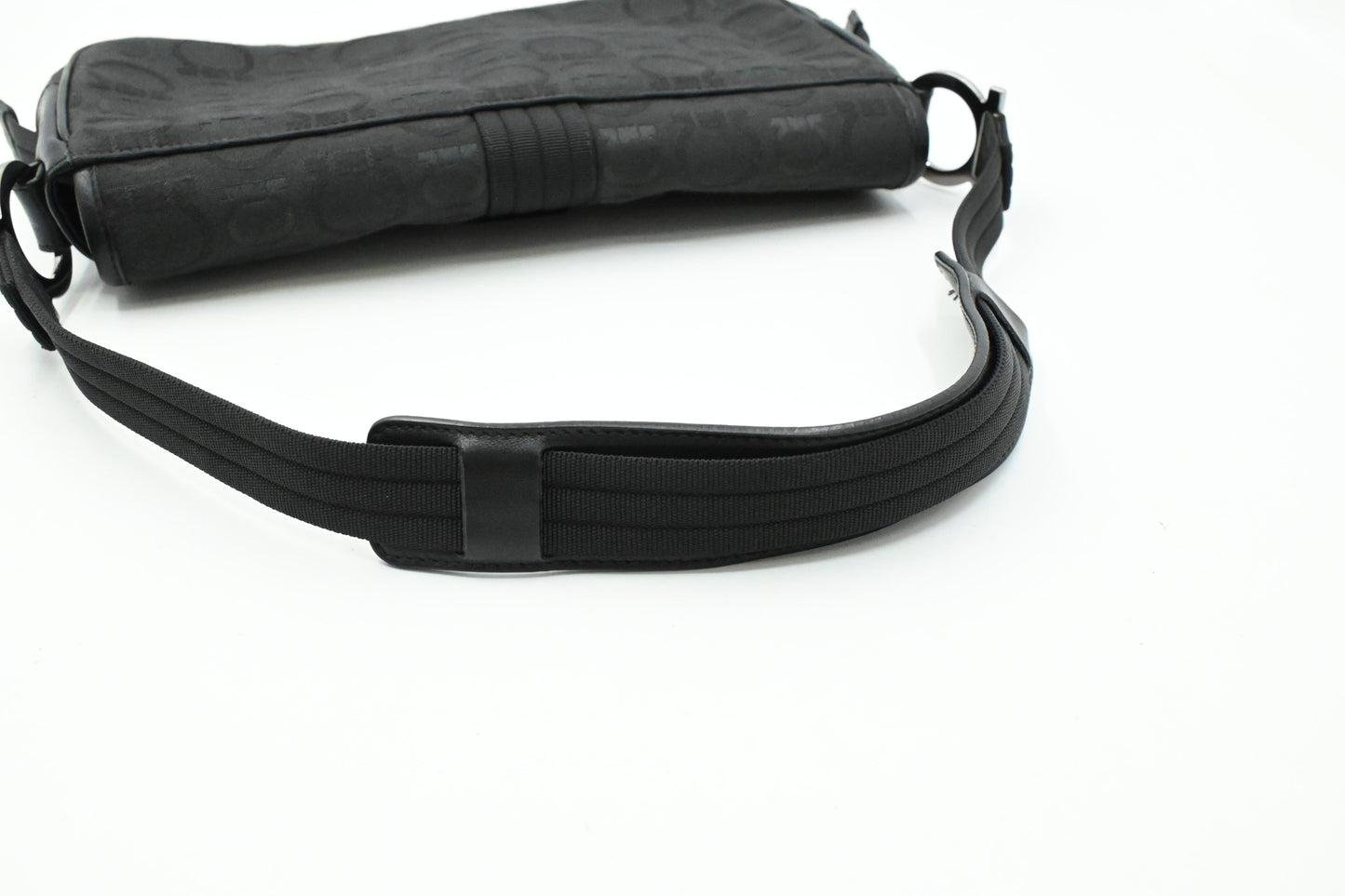 Ferragamo Shoulder Bag in Black Gancini Canvas