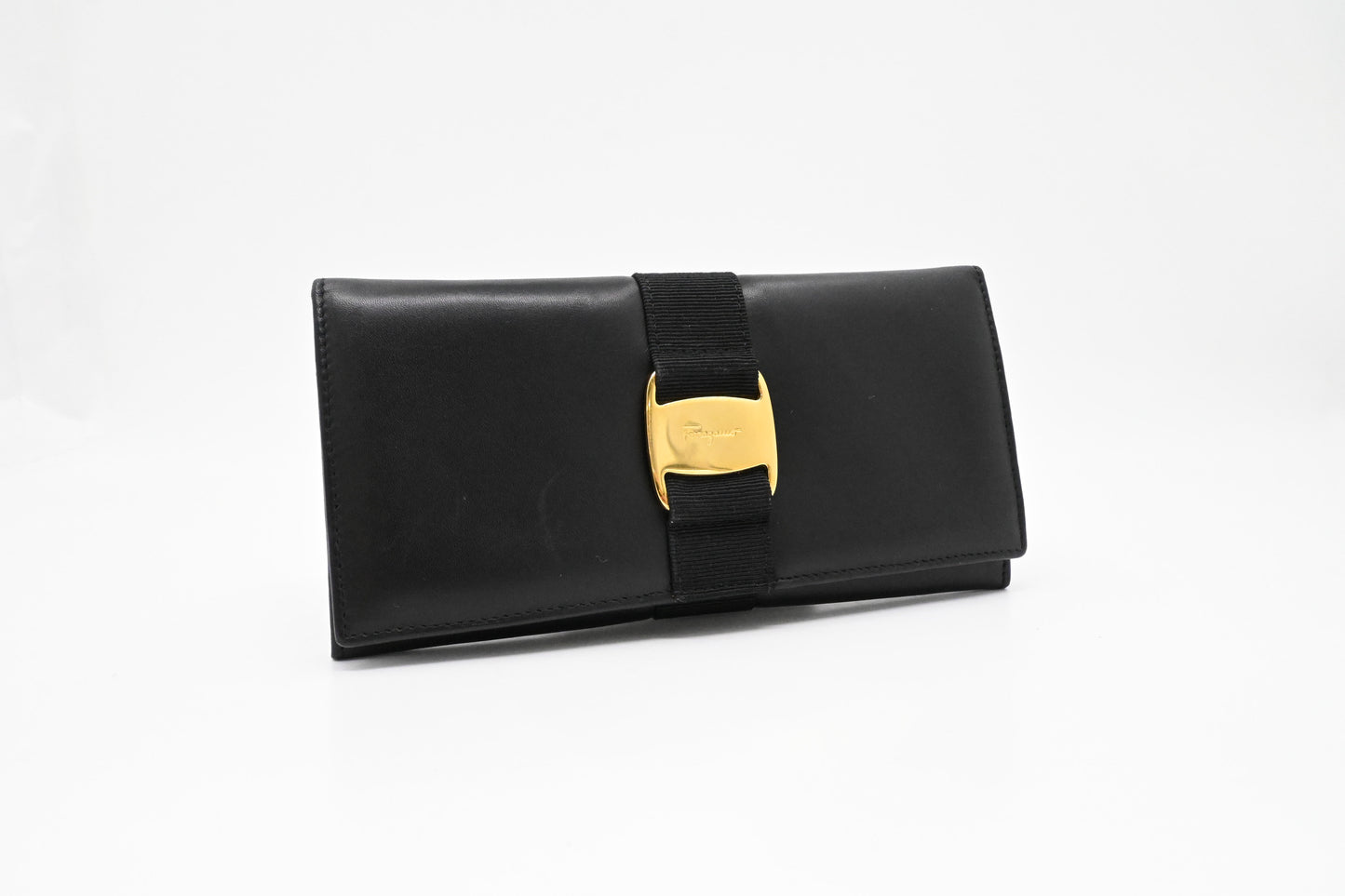 Ferragamo Long Wallet in Black Leather