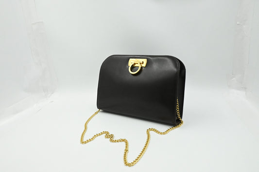 Ferragamo Shoulder Bag in Dark Brown Leather