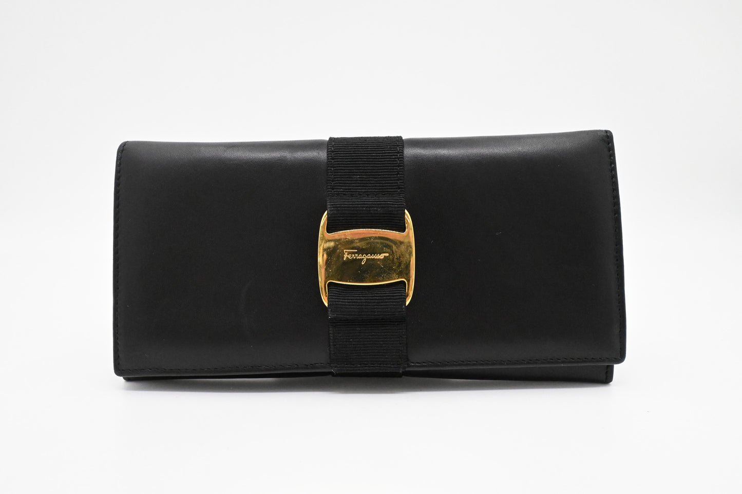 Ferragamo Long Wallet in Black Leather