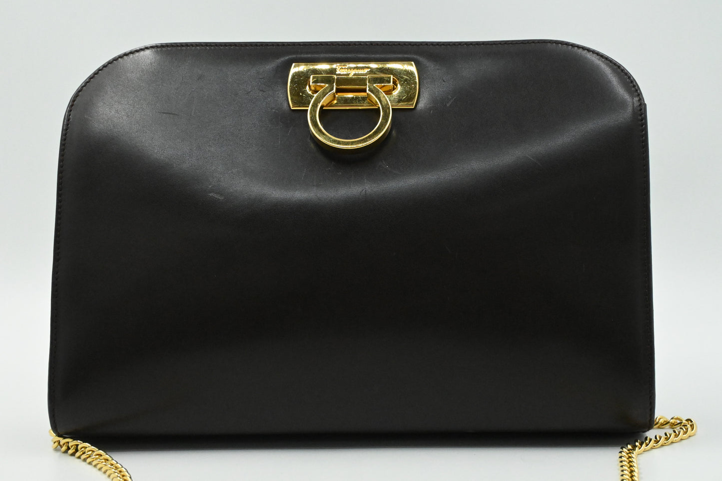 Ferragamo Shoulder Bag in Dark Brown Leather