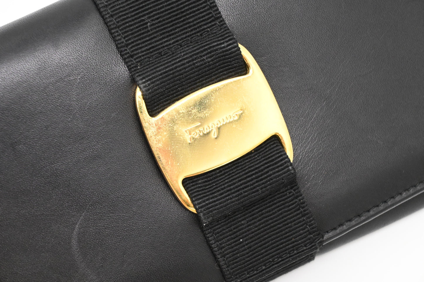 Ferragamo Long Wallet in Black Leather