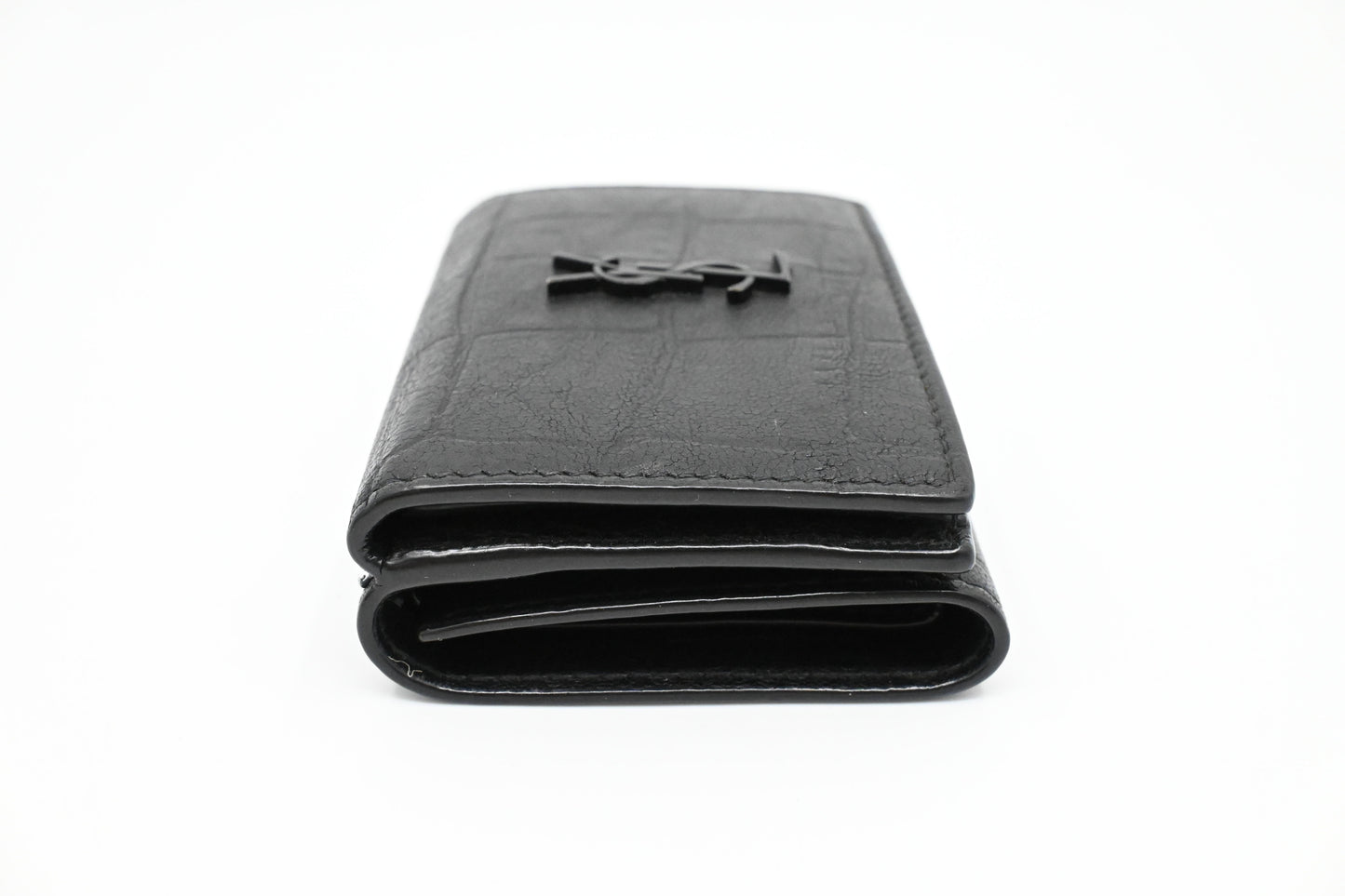 YSL Saint Laurent Compact Wallet in Croc-Effect Calfskin Leather