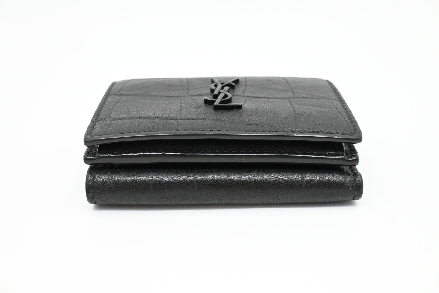 YSL Saint Laurent Compact Wallet in Croc-Effect Calfskin Leather