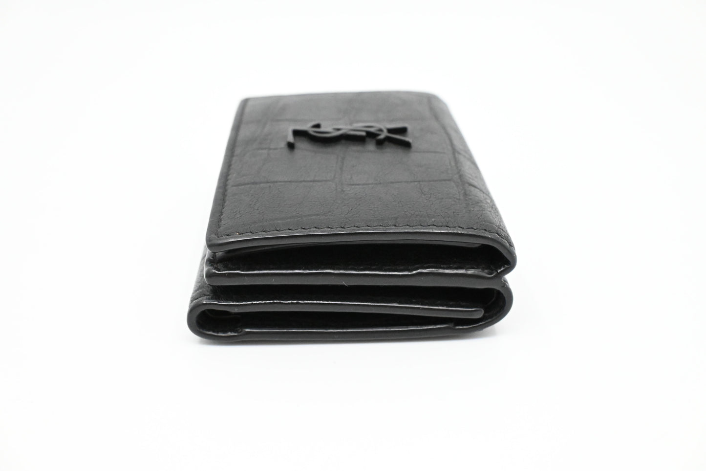 YSL Saint Laurent Compact Wallet in Croc-Effect Calfskin Leather