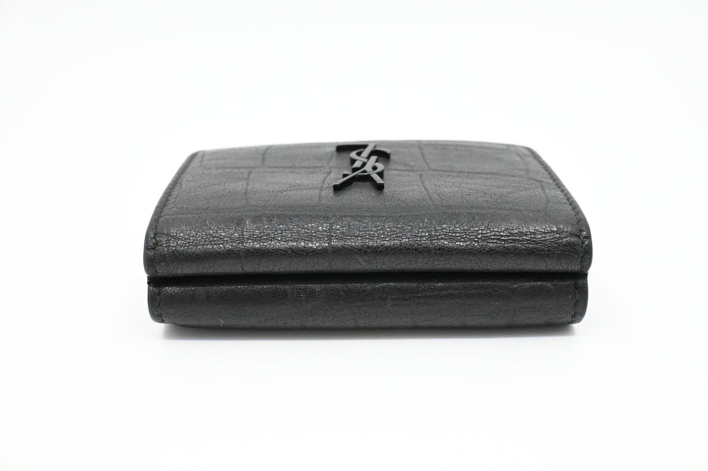 YSL Saint Laurent Compact Wallet in Croc-Effect Calfskin Leather
