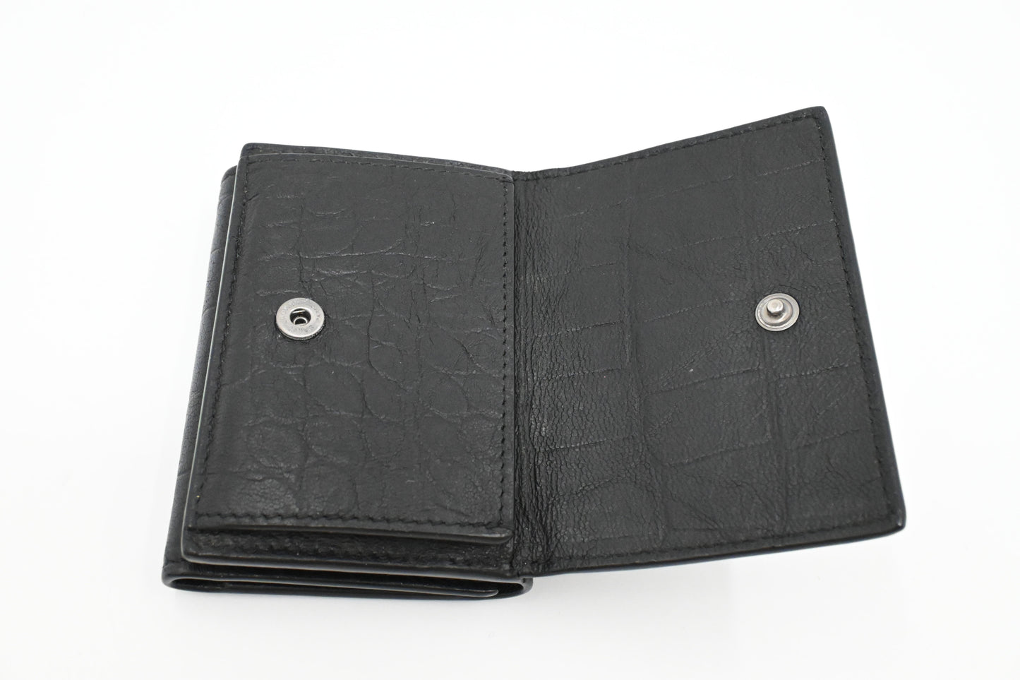 YSL Saint Laurent Compact Wallet in Croc-Effect Calfskin Leather