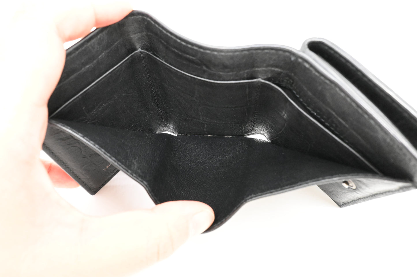 YSL Saint Laurent Compact Wallet in Croc-Effect Calfskin Leather