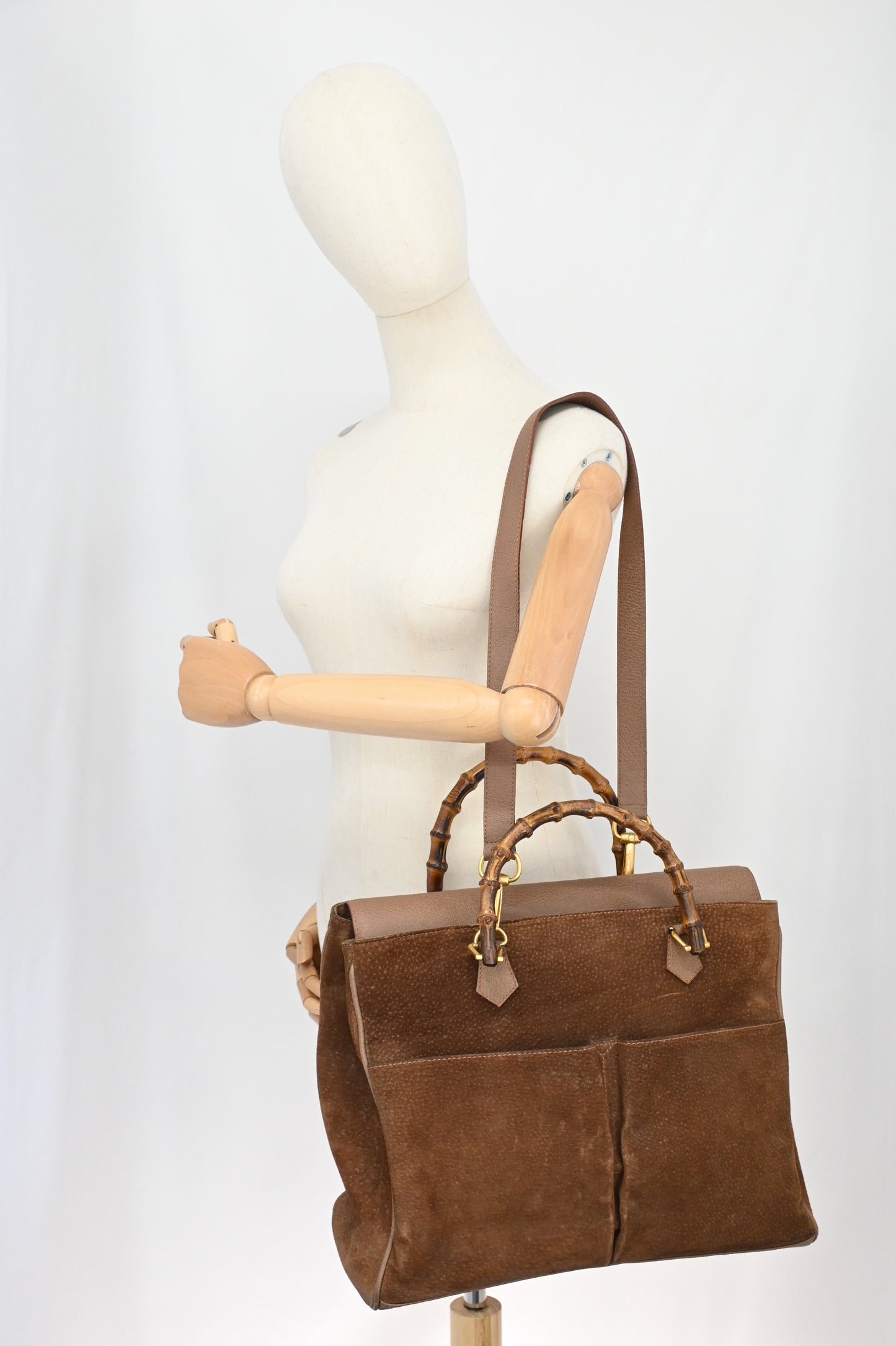 Gucci 2way Tote in Brown Suede Leather