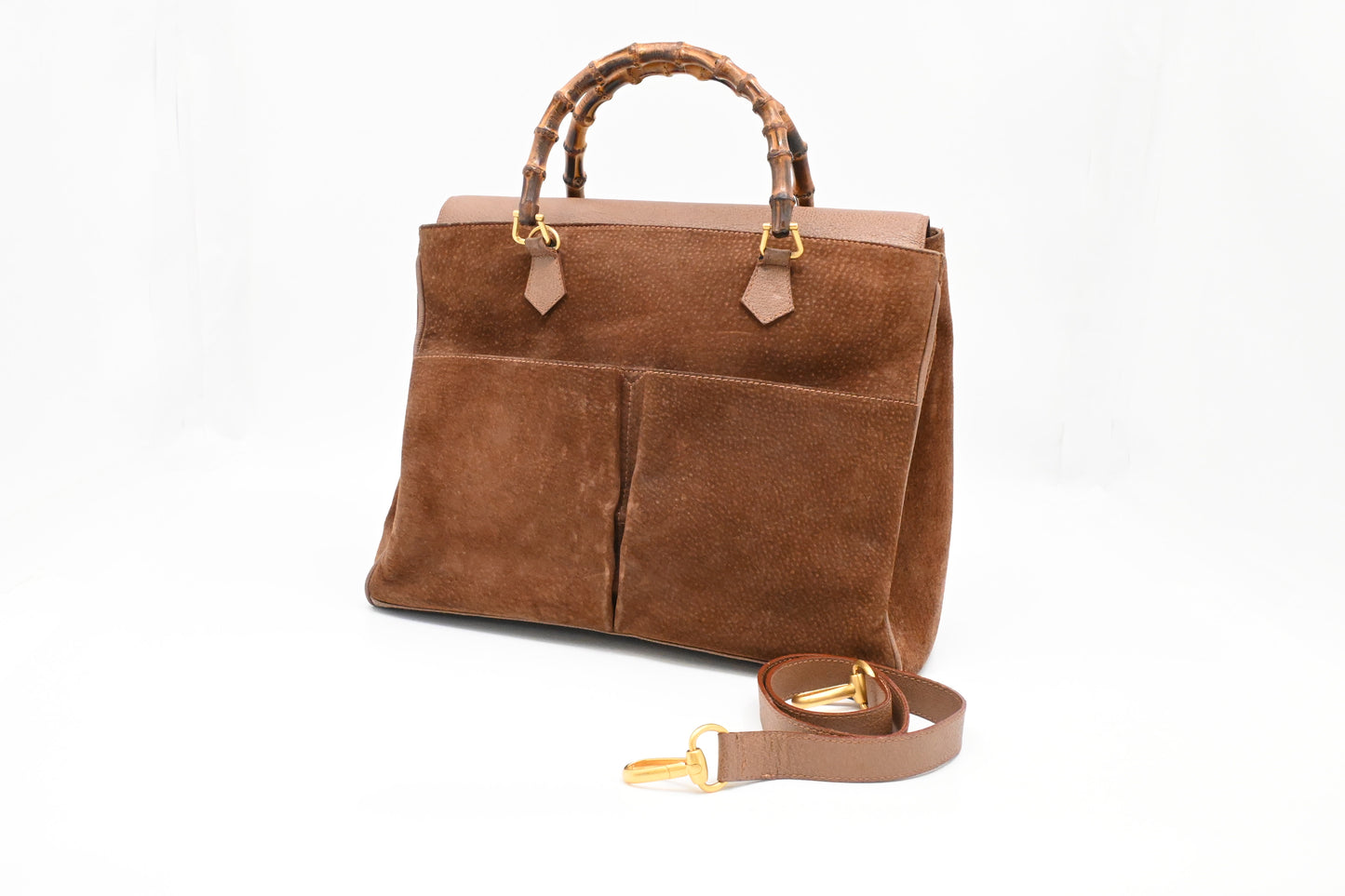 Gucci 2way Tote in Brown Suede Leather