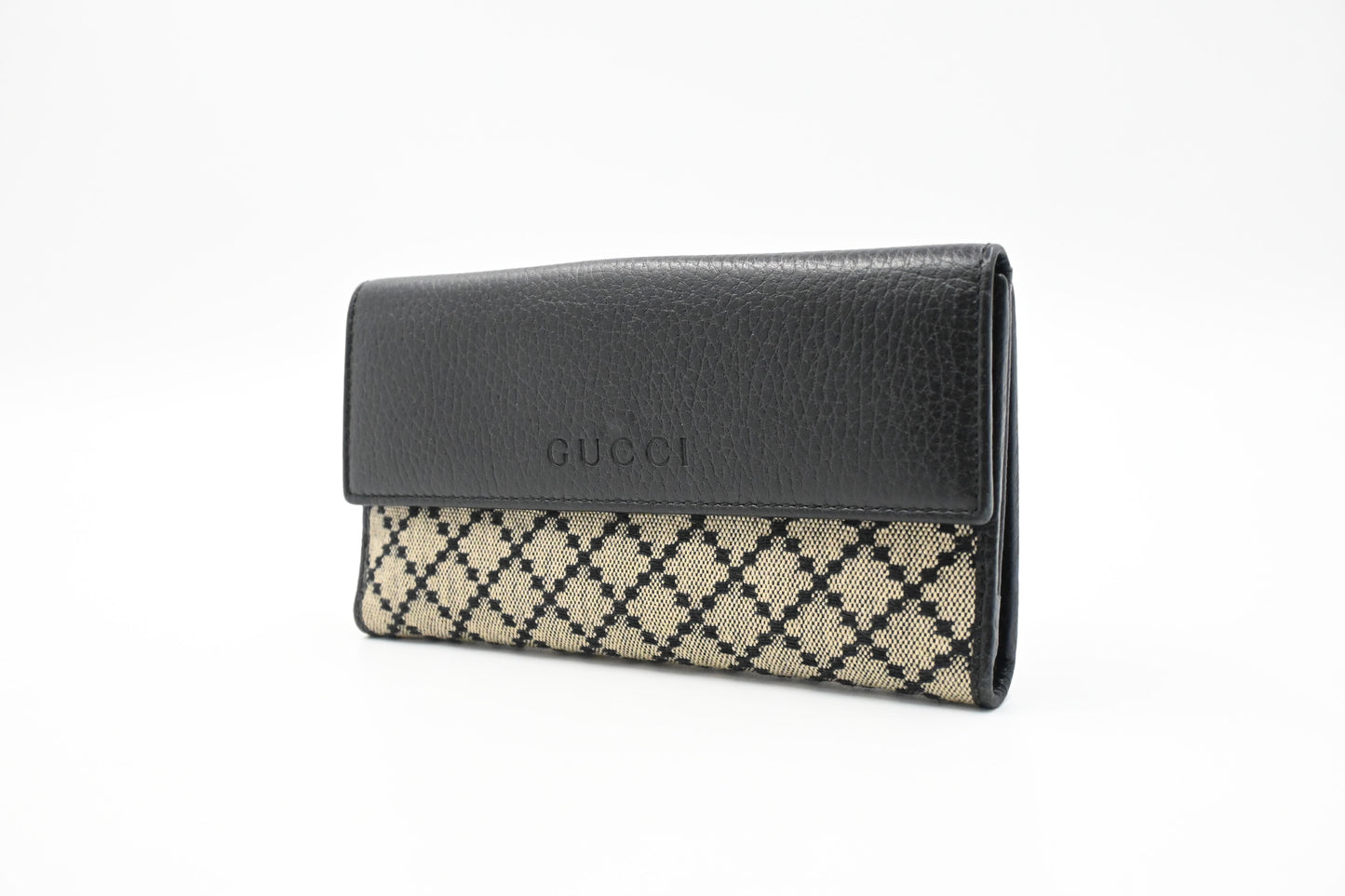 Gucci Long Wallet in Black Diamante Canvas and Leather