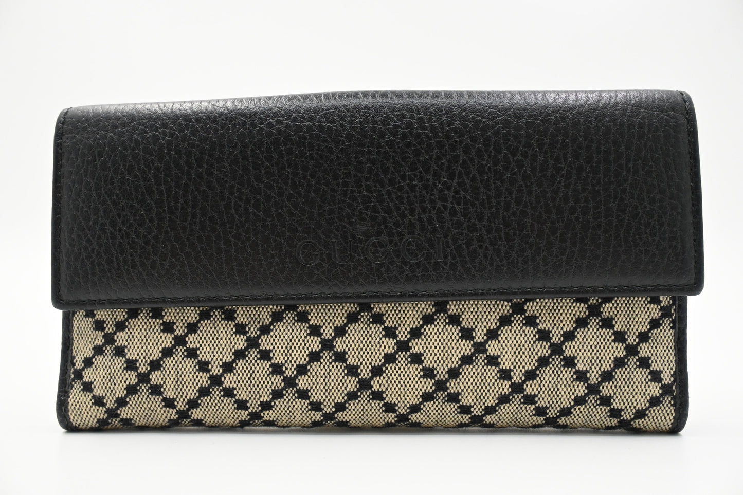 Gucci Long Wallet in Black Diamante Canvas and Leather