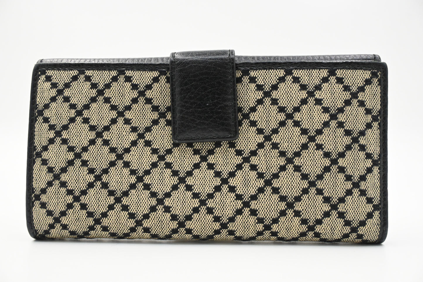 Gucci Long Wallet in Black Diamante Canvas and Leather