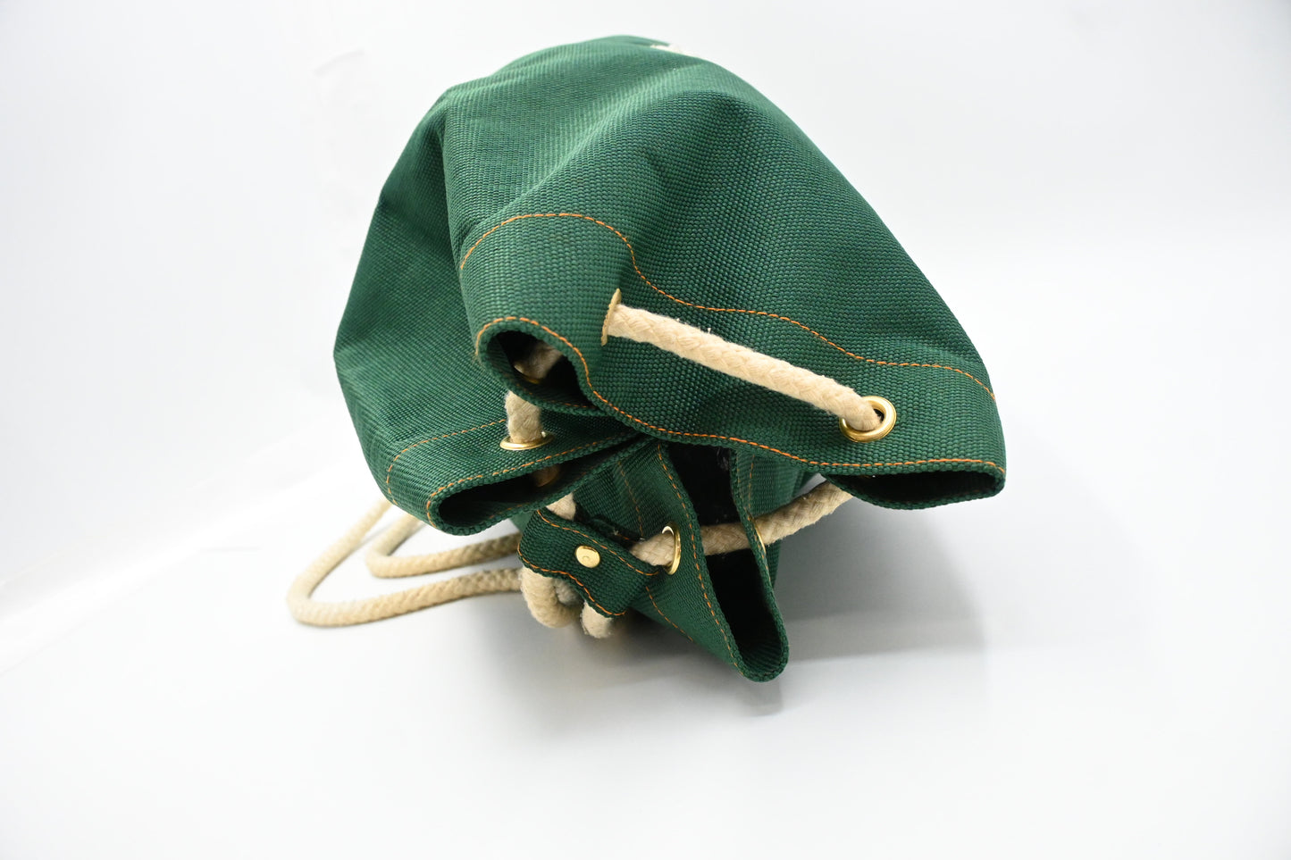 Hermes Eau de Cologne Bucket Shoulder Bag in Green Cotton Canvas