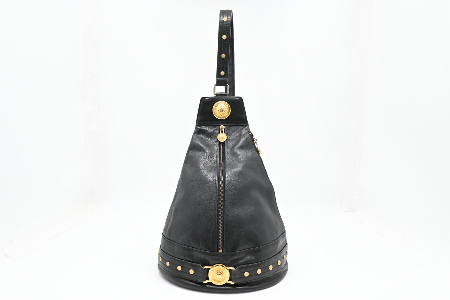 Versace Sling Shoulder Bag in Black Leather