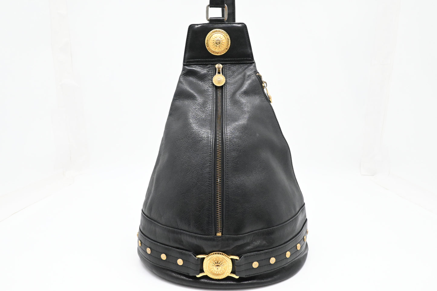 Versace Sling Shoulder Bag in Black Leather