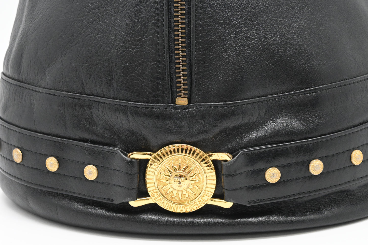 Versace Sling Shoulder Bag in Black Leather