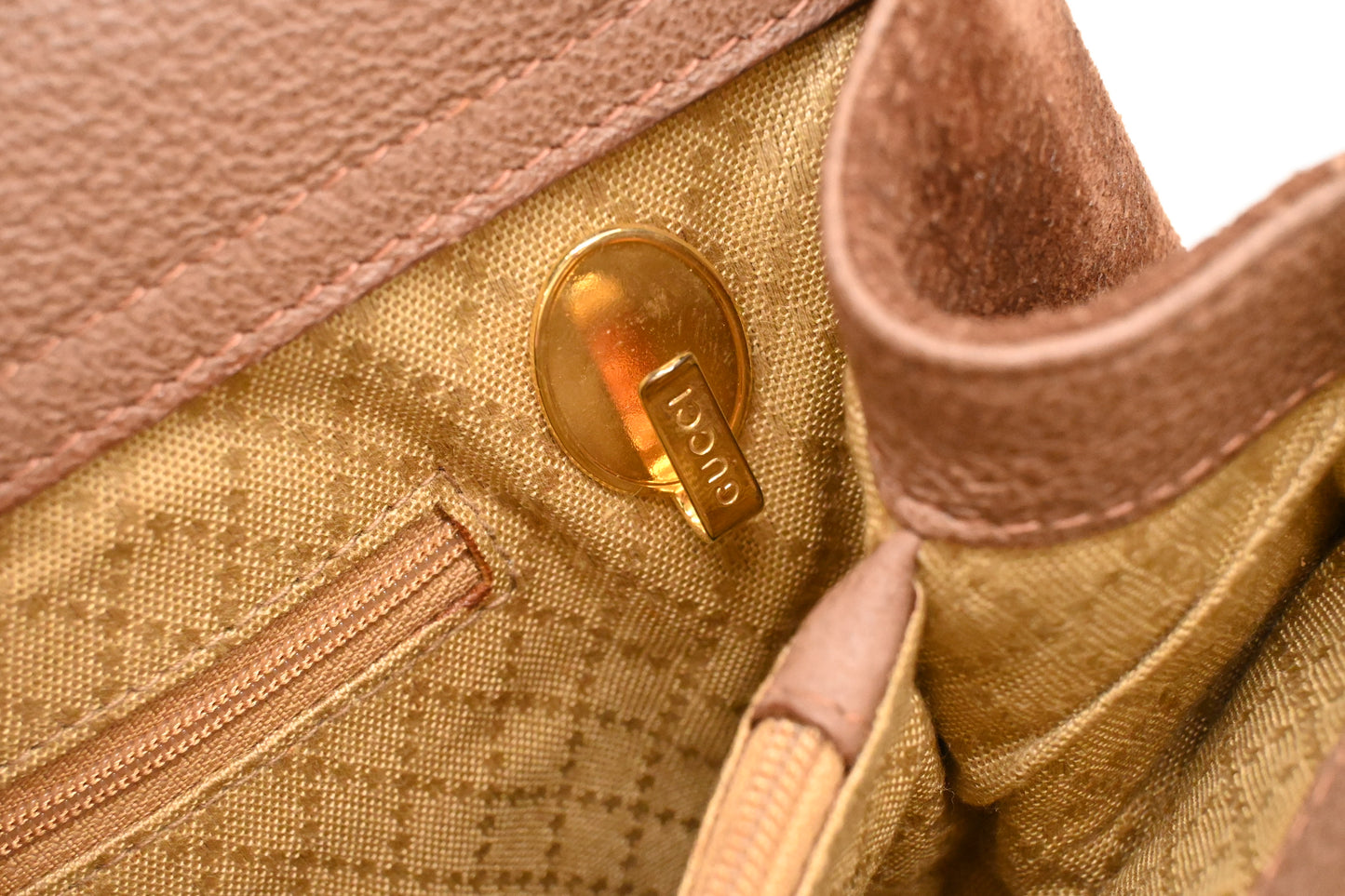 Gucci 2way Tote in Brown Suede Leather