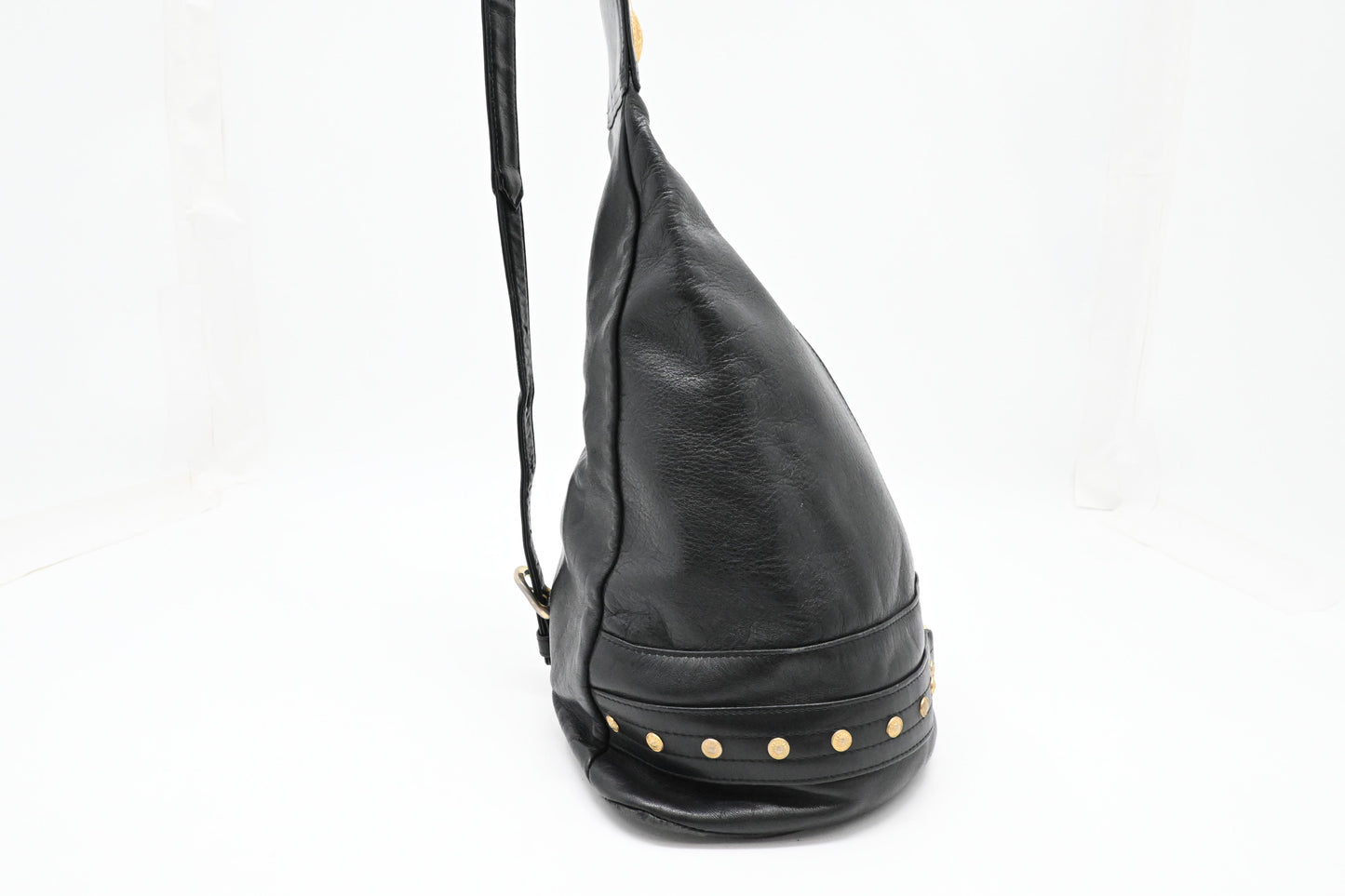 Versace Sling Shoulder Bag in Black Leather