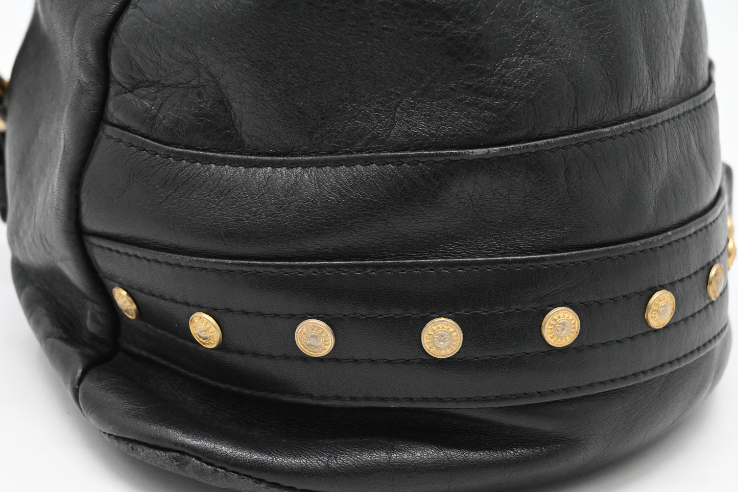 Versace Sling Shoulder Bag in Black Leather