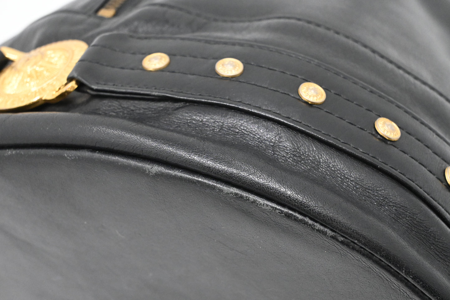 Versace Sling Shoulder Bag in Black Leather