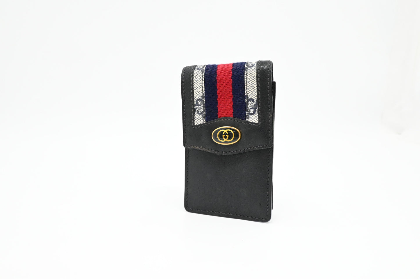 Gucci Cigarette Case in Navy Blue Canvas and Leather