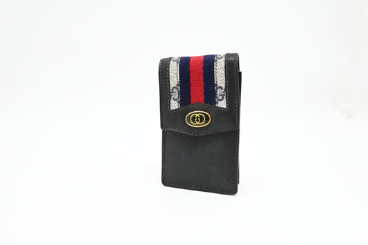 Gucci Cigarette Case in Navy Blue Canvas and Leather