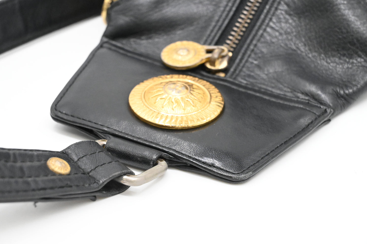 Versace Sling Shoulder Bag in Black Leather