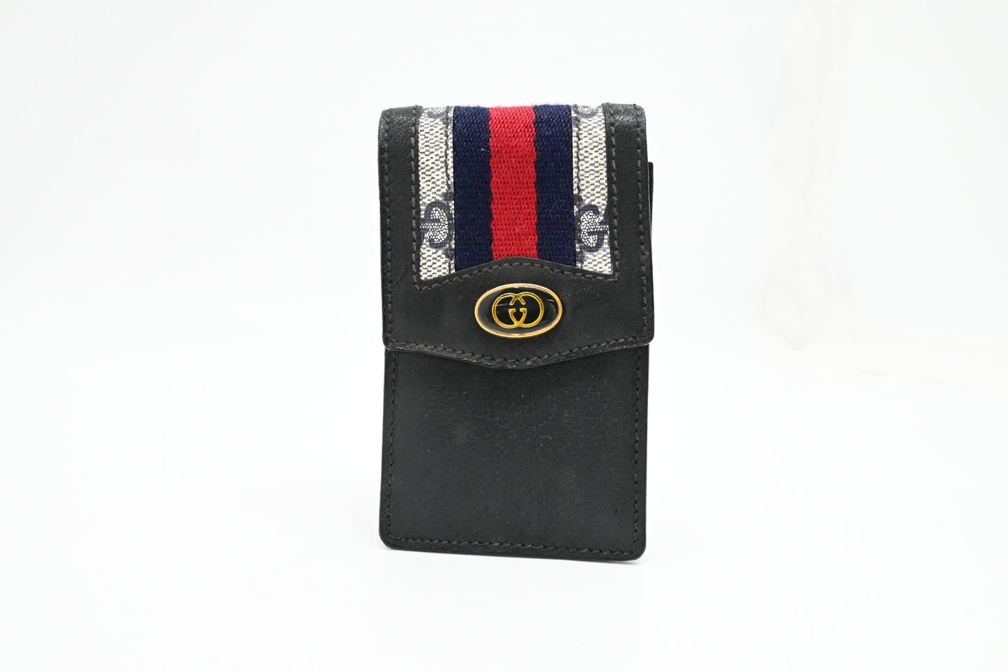 Gucci Cigarette Case in Navy Blue Canvas and Leather