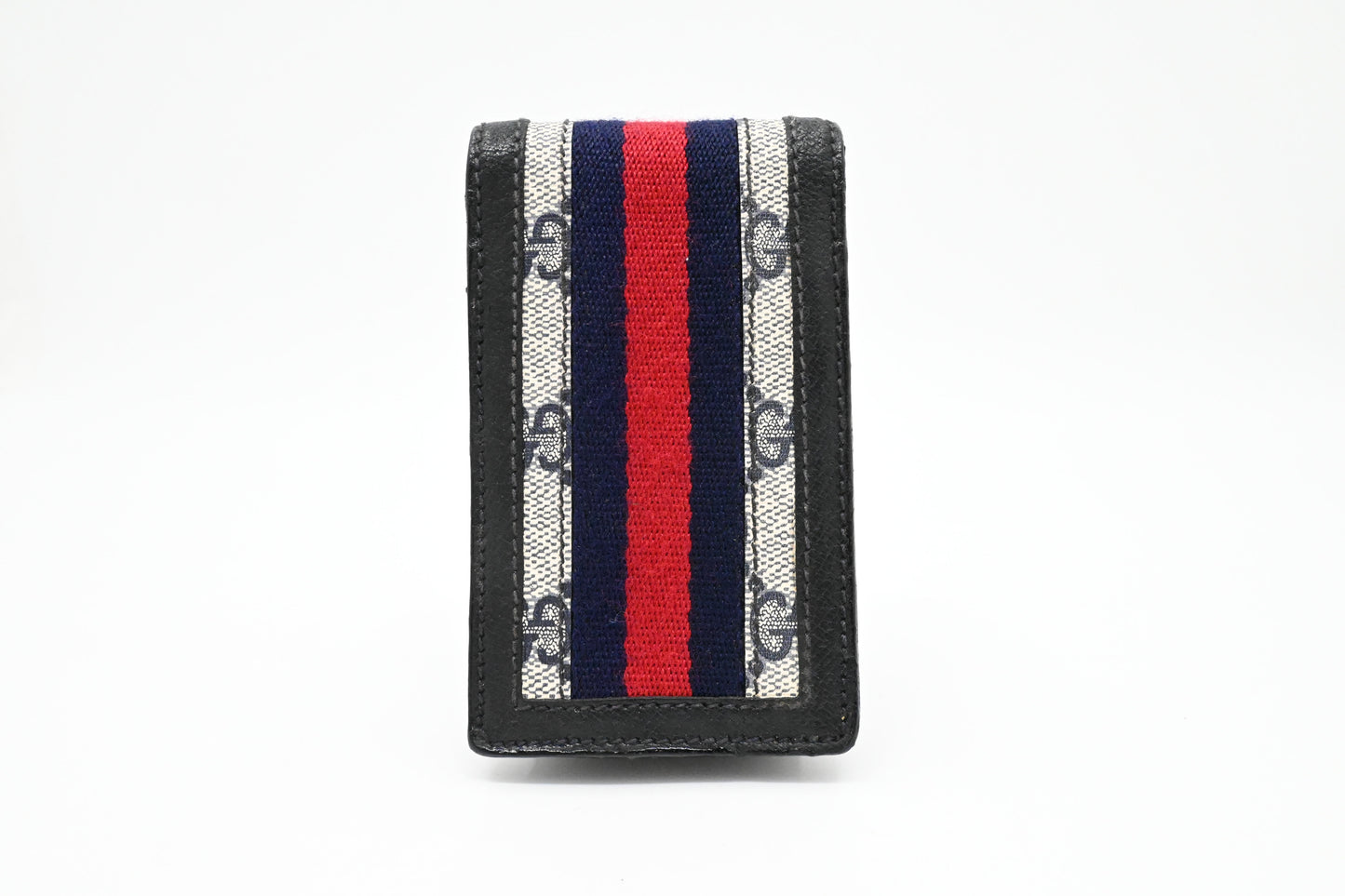 Gucci Cigarette Case in Navy Blue Canvas and Leather