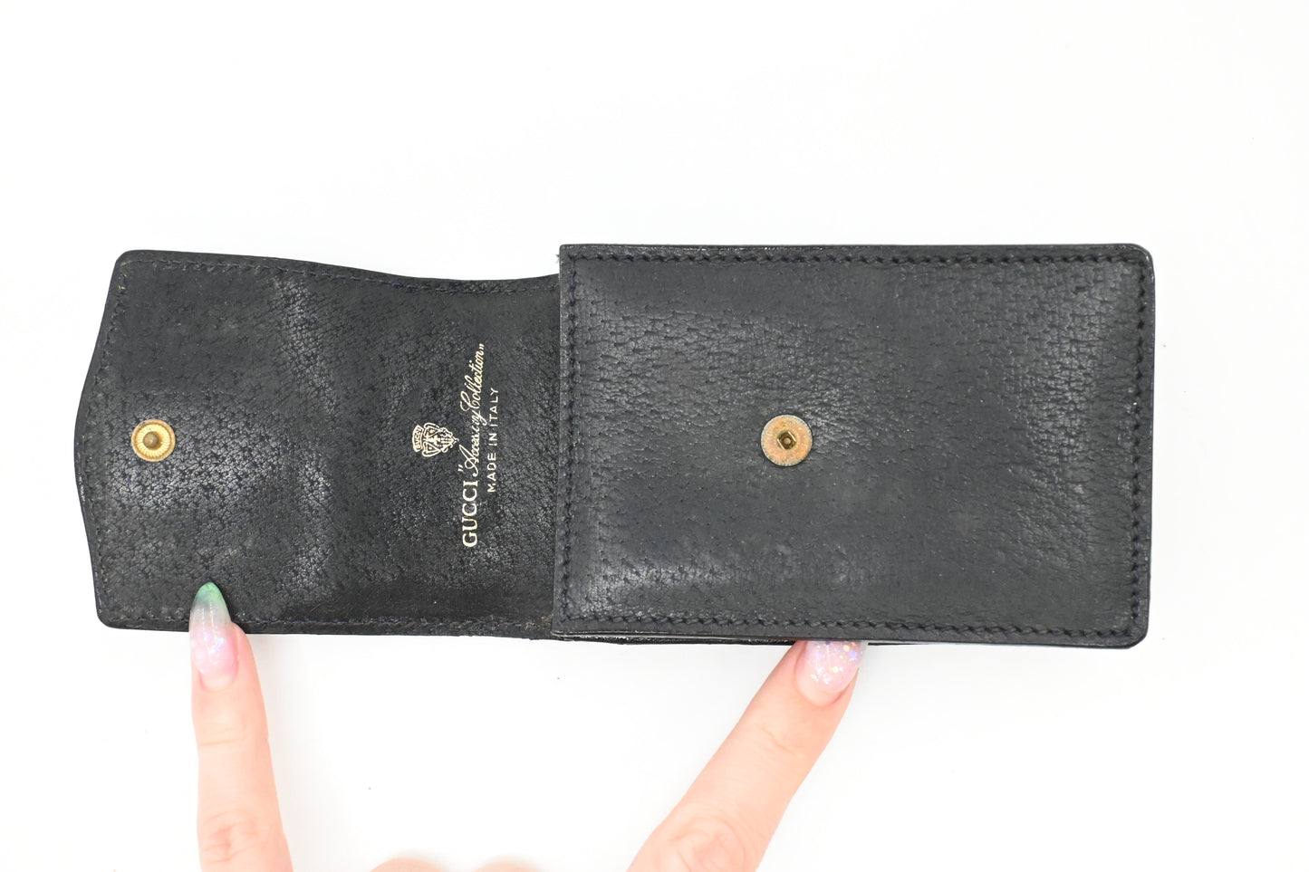Gucci Cigarette Case in Navy Blue Canvas and Leather