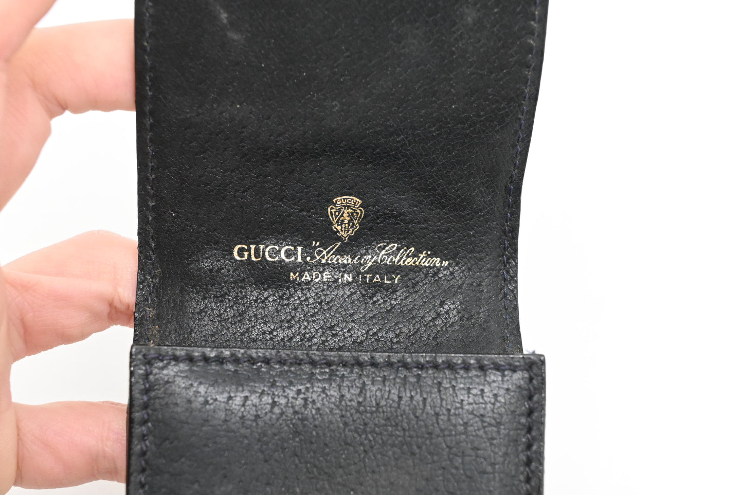 Gucci Cigarette Case in Navy Blue Canvas and Leather