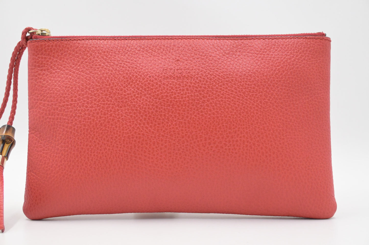 Gucci Bamboo Pouch in Red Orange Leather