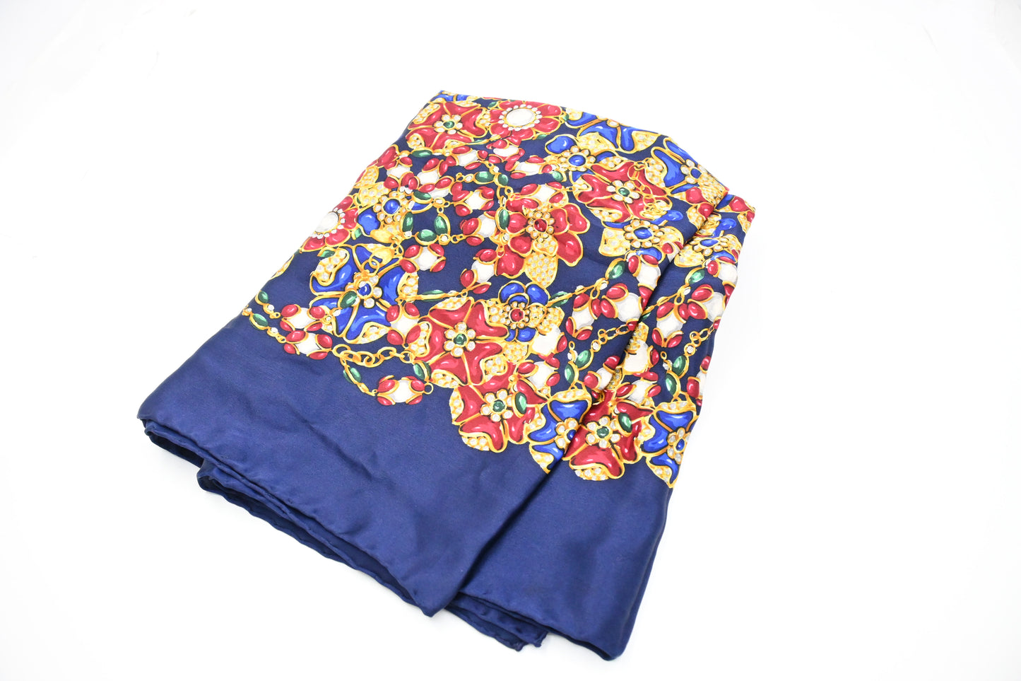 Chanel Jewel Flowers Scarf in Blue Silk