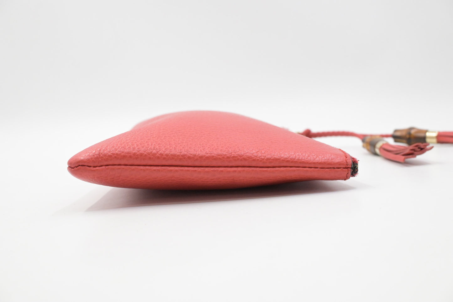 Gucci Bamboo Pouch in Red Orange Leather