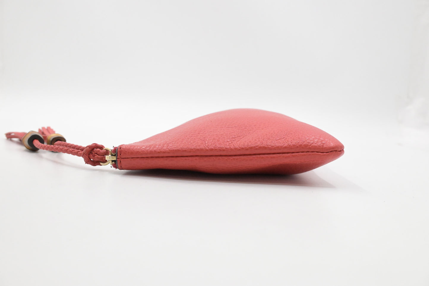 Gucci Bamboo Pouch in Red Orange Leather