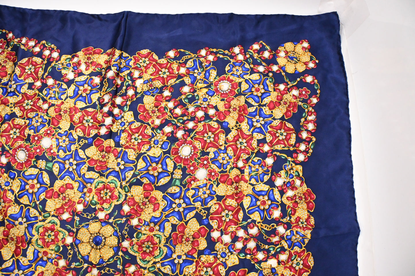 Chanel Jewel Flowers Scarf in Blue Silk