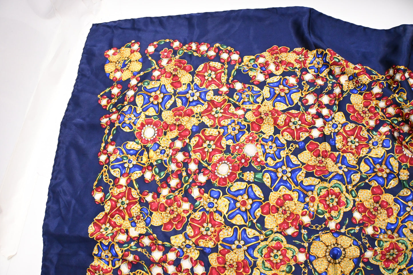 Chanel Jewel Flowers Scarf in Blue Silk