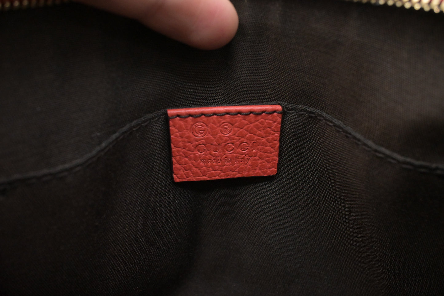 Gucci Bamboo Pouch in Red Orange Leather