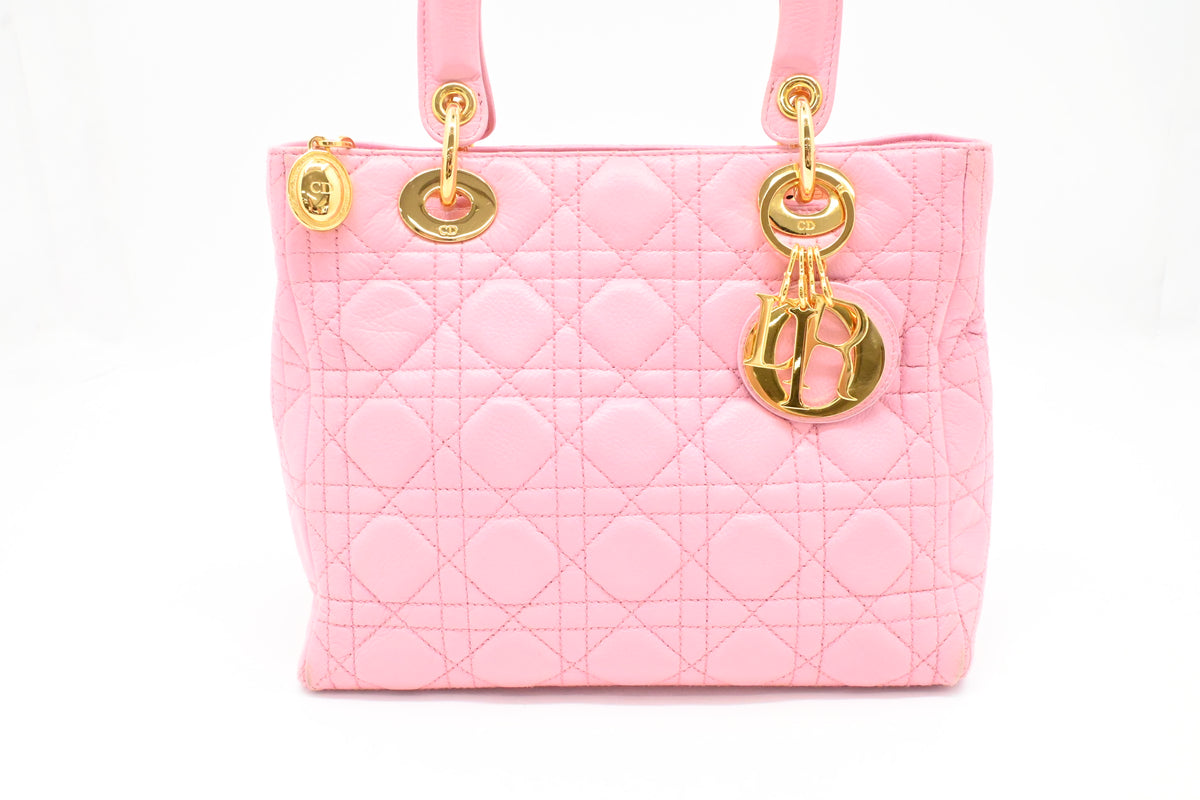 Dior Medium Lady Dior in Pink Cannage Leather