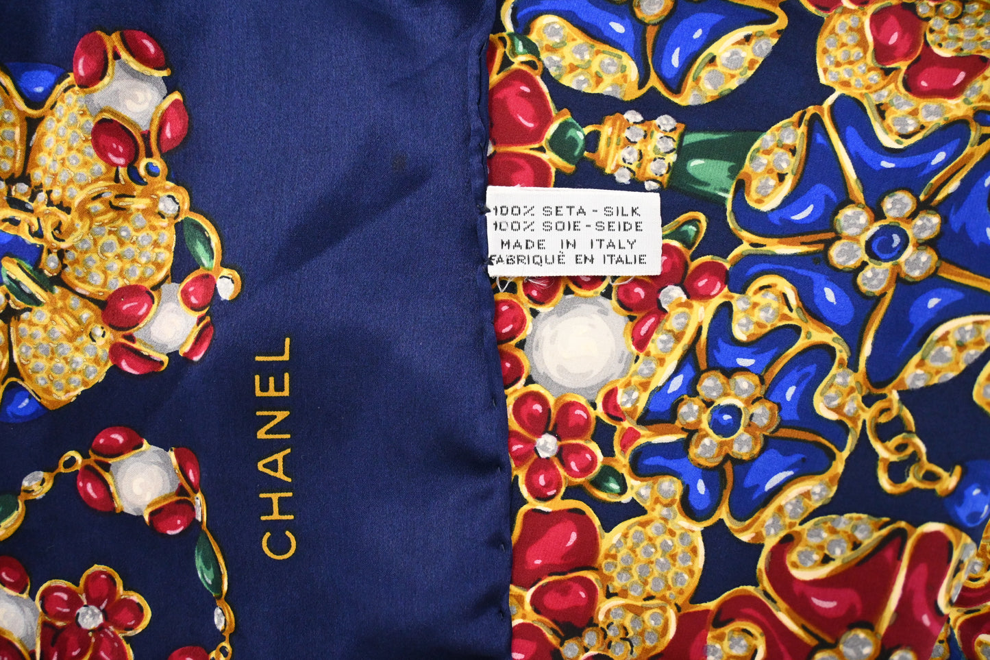Chanel Jewel Flowers Scarf in Blue Silk