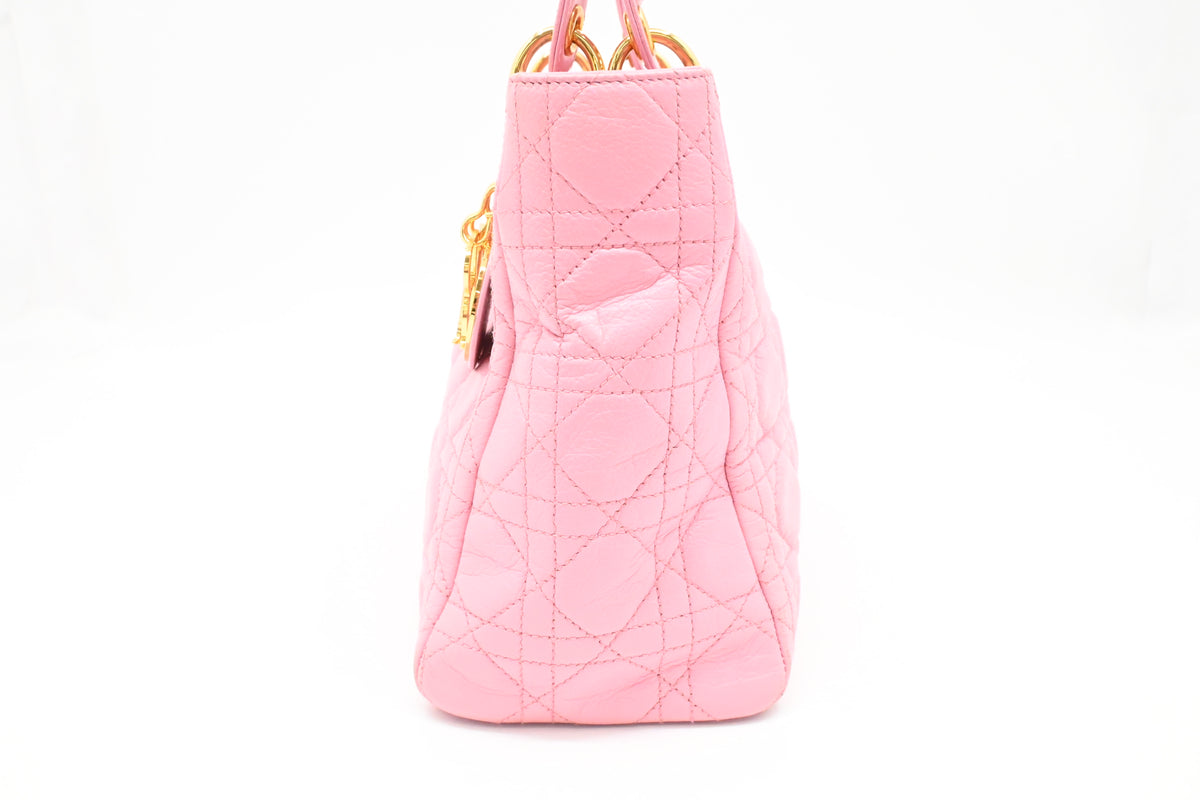 Dior Medium Lady Dior in Pink Cannage Leather