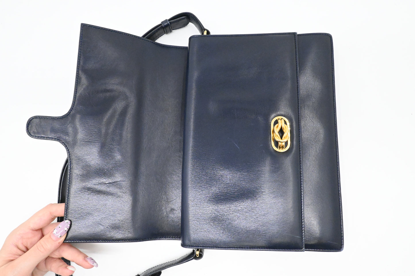 Gucci Shoulder Bag in Navy Blue Leather
