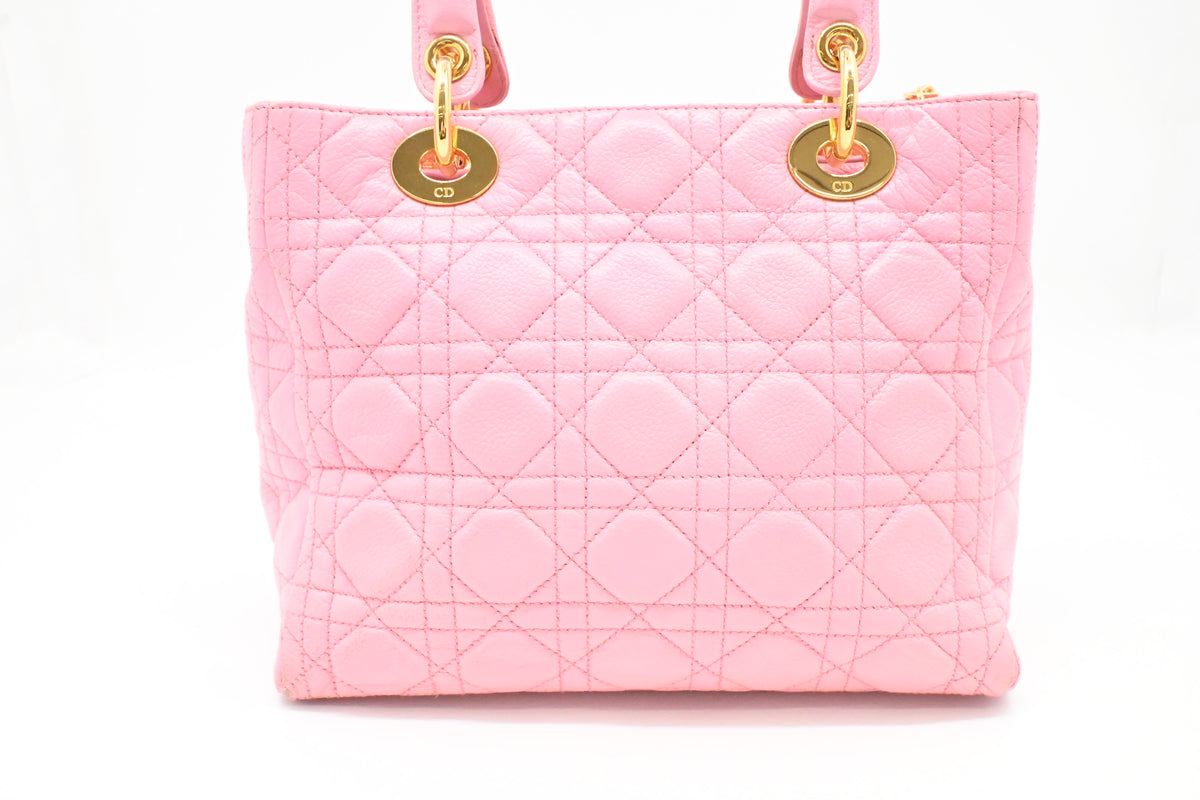 Dior Medium Lady Dior in Pink Cannage Leather