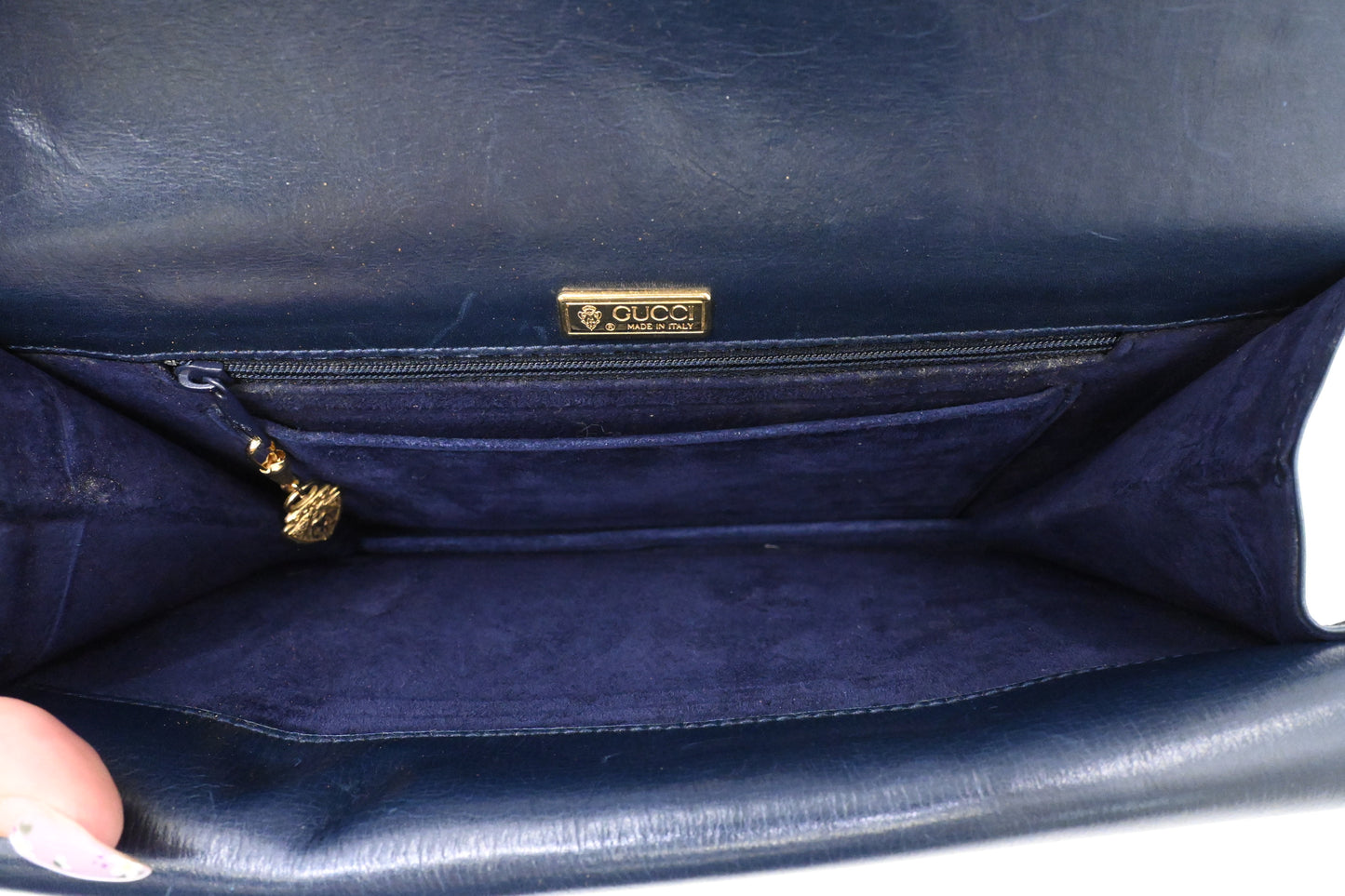 Gucci Shoulder Bag in Navy Blue Leather