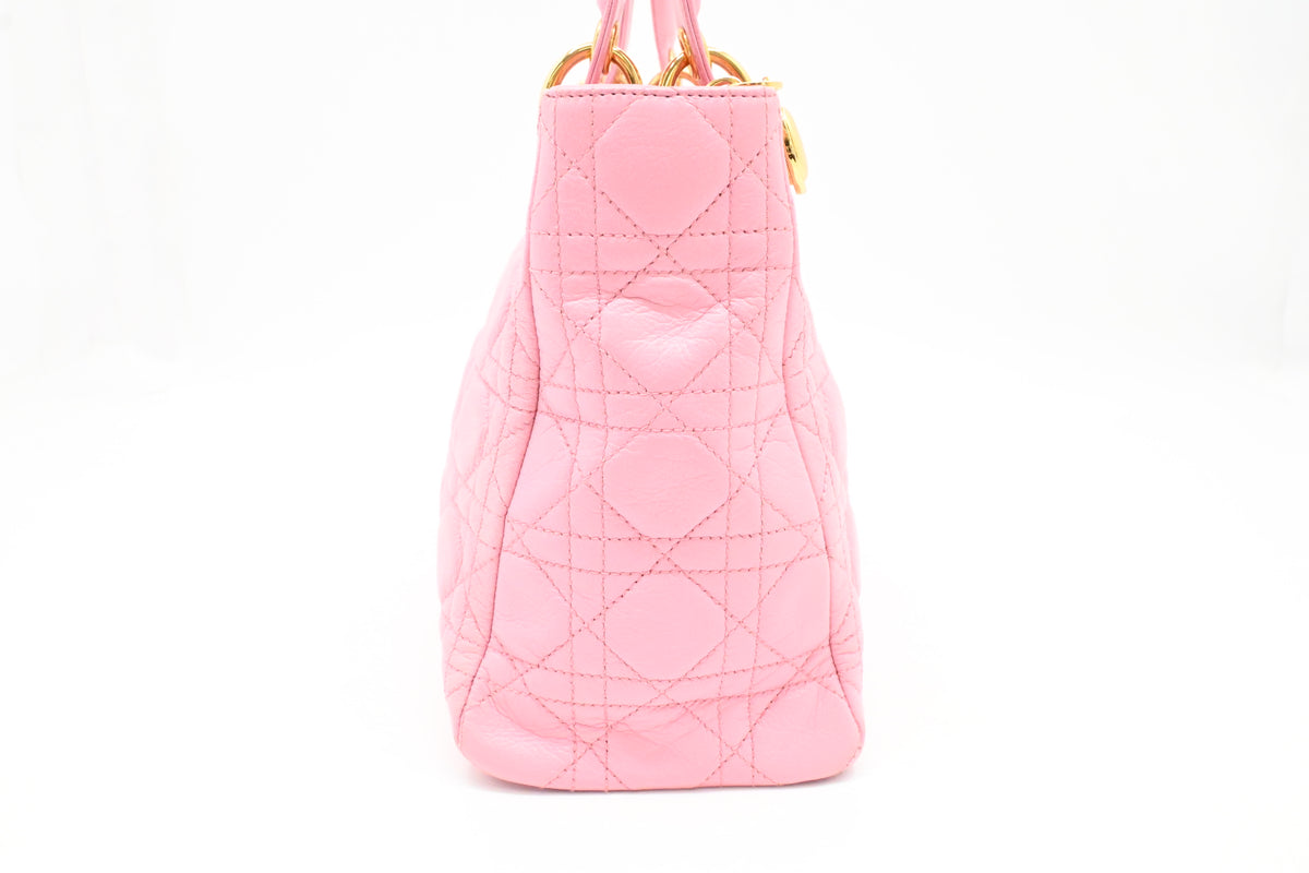 Dior Medium Lady Dior in Pink Cannage Leather