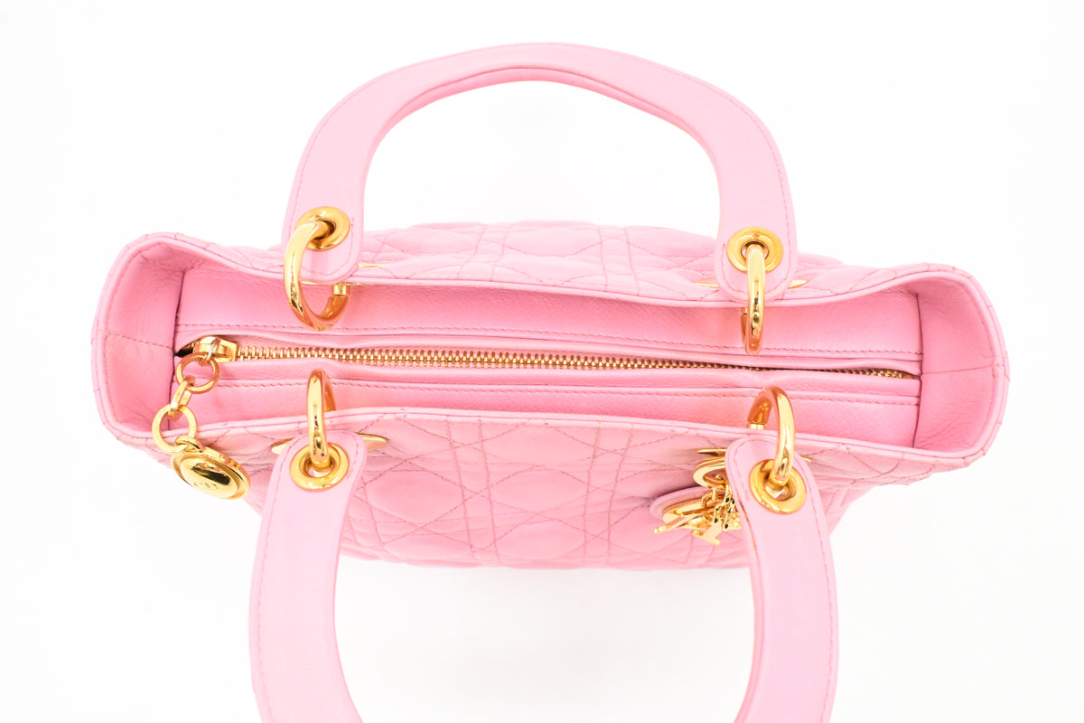 Dior Medium Lady Dior in Pink Cannage Leather