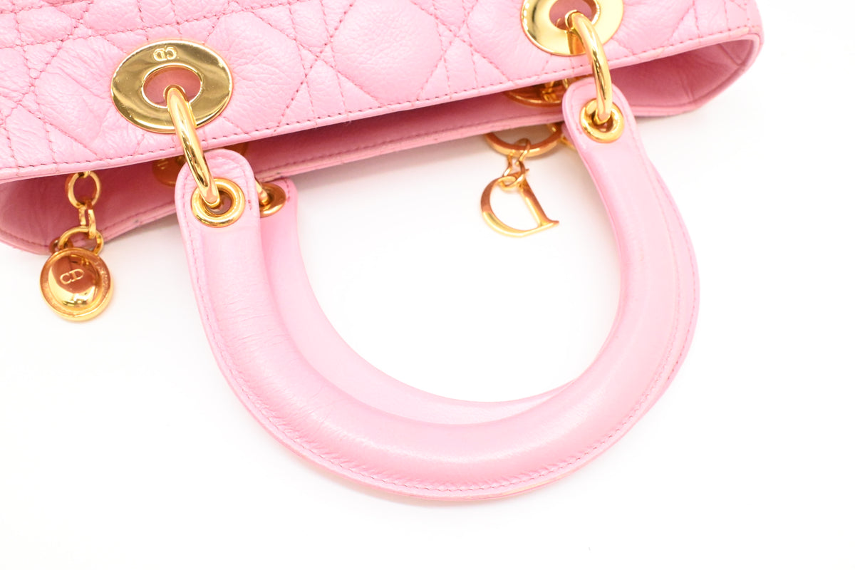 Dior Medium Lady Dior in Pink Cannage Leather