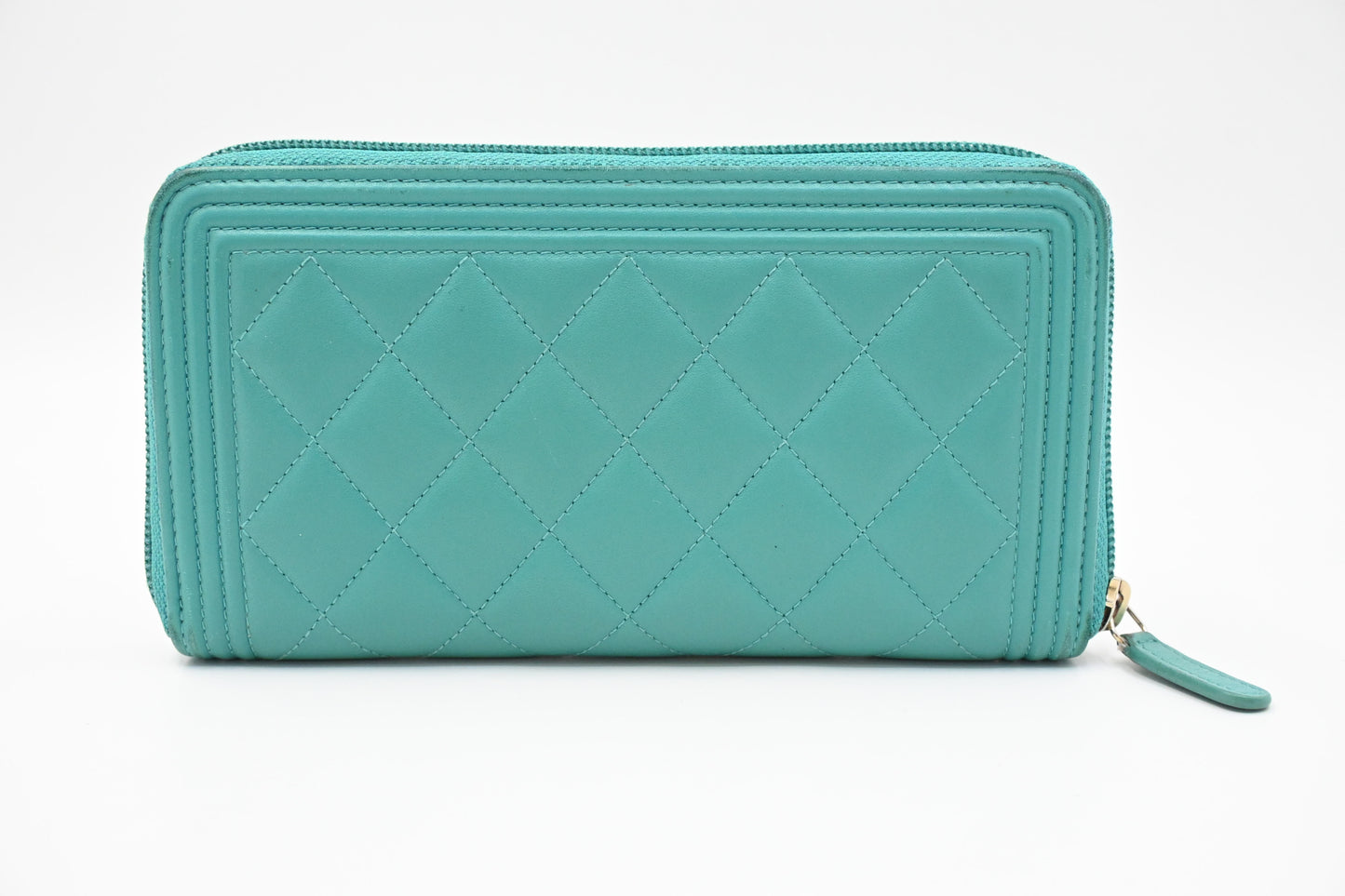 Chanel Boy Long Zippy in Teal Leather